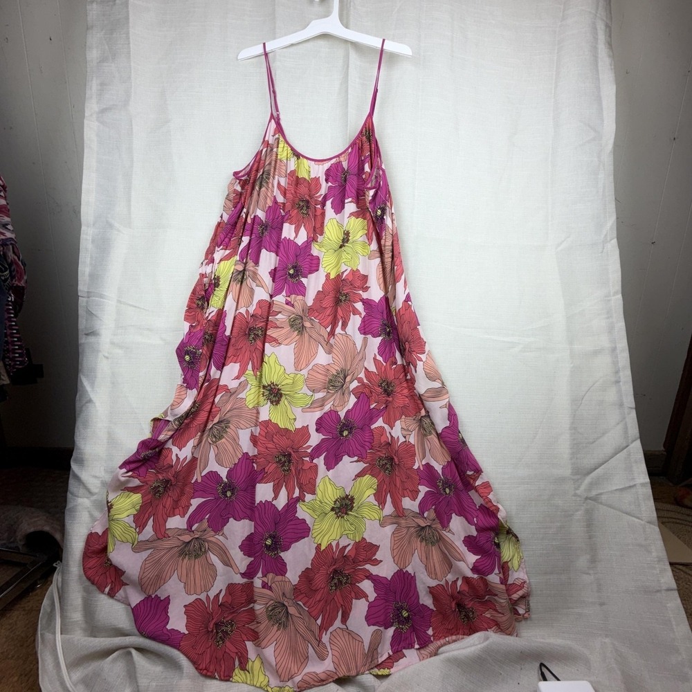 Joyspun Nightgown Womens 4X Pink Floral Adjustable Strap Scoop Neck Chemise